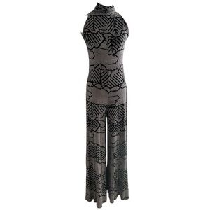 BEL KAZAN Anthropologie Jumpsuit Black White‎ Geometric Sleeveless Size S Resort